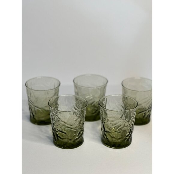 VTG Libbey Olive Aztec Drinking Glasses | Set of 5, 8 oz. MCM Barware Timeless - Picture 5 of 7